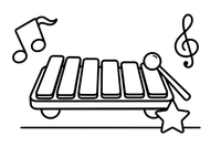 A xylophone with a mallet (bars as big simple shapes) – Musical Instruments coloring page