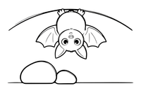 A bat hanging upside down in a dark cave – Animal Homes coloring page