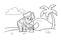 A pirate finding a message in a bottle – Adventurous Pirate coloring page