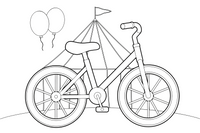 A unicycle with one big wheel, close up – Colorful Circus Tent coloring page