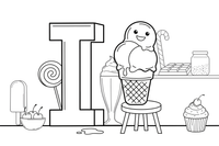 Letter I with an ice cream – Alphabet Alphabet coloring page