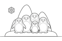 A group of penguins huddled together – Arctic Animals coloring page