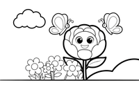 Peony a meadow of flowers with butterflies – Peony Flower Display coloring page