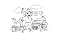 A girl dancing to music – Kids' Activities coloring page