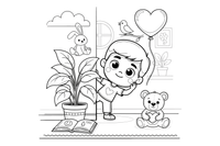 A shy man peeking with a little smile – Feelings coloring page