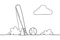A baseball bat and a ball – Sports Gear Object coloring page