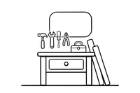 A workbench with tools hanging on the wall – Builder's Tools coloring page