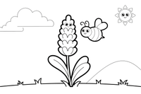 Lavender a flower with a bee on it – Lavender Flower Array coloring page