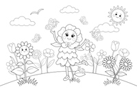 Peony a meadow of flowers with butterflies – Peony Flower Display coloring page