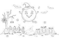 Halloween full moon – Halloween Autumn Characters coloring page