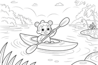 A kayak with a paddle on a calm river – Water Watercraft coloring page